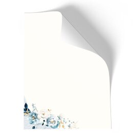 FLEURS BLEUES Briefpapier Motif de fleurs CLASSIC , DIN A4, DIN A5 & DIN A6, MBC-8377