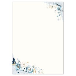 Motif Letter Paper! BLUE FLOWERS 20 sheets DIN A4 Flowers...