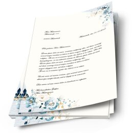 Motif Letter Paper! BLUE FLOWERS 20 sheets DIN A4