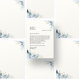 Motif Letter Paper! BLUE FLOWERS 20 sheets DIN A4