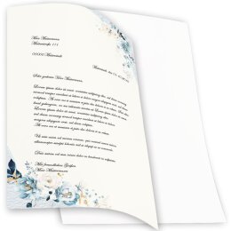 BLUE FLOWERS Briefpapier Flowers motif CLASSIC 100 sheets, DIN A4 (210x297 mm), A4C-8377-100