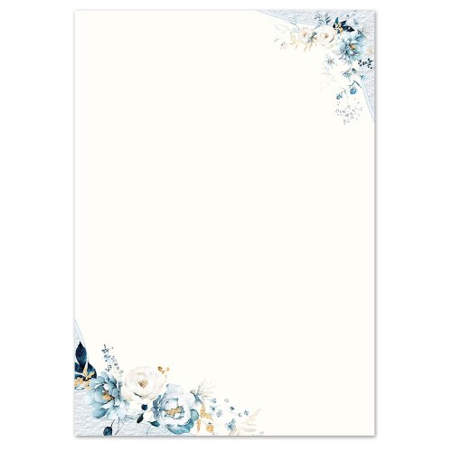 Motif Letter Paper! BLUE FLOWERS 50 sheets DIN A5 Flowers & Petals, Flowers motif, Paper-Media