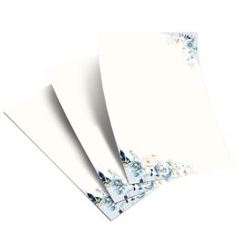Briefpapier - Motiv BLAUE BLUMEN | Blumen & Blüten | Hochwertiges DIN A5 Briefpapier - 50 Blatt | 90 g/m² | einseitig bedruckt | Online bestellen!