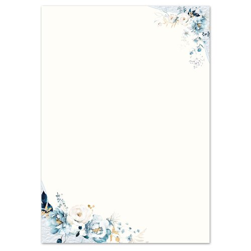 Motif Letter Paper! BLUE FLOWERS 100 sheets DIN A6 Flowers & Petals, Flowers motif, Paper-Media