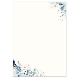 Briefpapier BLAUE BLUMEN - DIN A6 Format 100 Blatt Blumen...