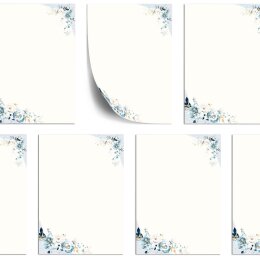Papier à motif FLEURS BLEUES 100 feuilles DIN A6