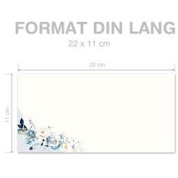 BLUE FLOWERS Briefumschläge Flowers motif CLASSIC 100 envelopes (windowless), DIN LONG (220x110 mm), DLOF-8377-100