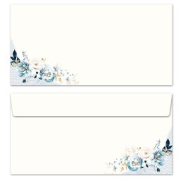 FLEURS BLEUES Briefpapier Sets Motif de fleurs CLASSIC , DIN A4 & DIN LONG Set., BSC-8377