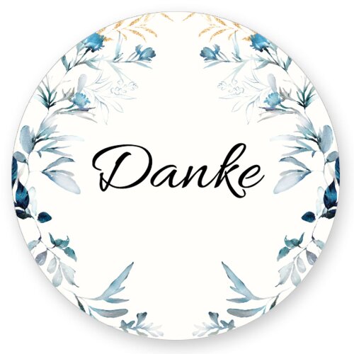 50 stickers DANKE - Flowers motif Round Ø 4,5 cm Special Occasions, Flowers motif, Paper-Media