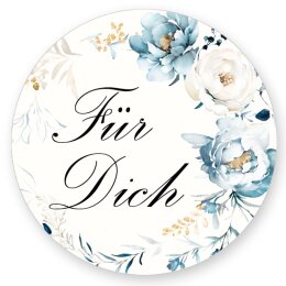 50 adesivi FÜR DICH - Motivo Fiori Rotondo Ø 4,5 cm Ocasiones especiales, Motivo de flores, Paper-Media
