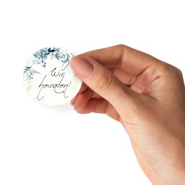 50 stickers WIR HEIRATEN - Flowers motif Round Ø 4,5 cm