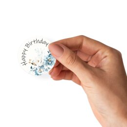 50 autocollants HAPPY BIRTHDAY - Motif de fleurs Rond Ø 4,5 cm