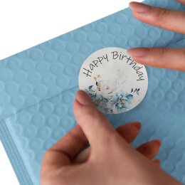 50 autocollants HAPPY BIRTHDAY - Motif de fleurs Rond Ø 4,5 cm