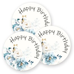 HAPPY BIRTHDAY Aufkleber Flowers motif  50 stickers, Round Ø 4,5 cm, AU-0-69