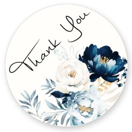 50 stickers THANK YOU - Flowers motif Round Ø 4,5 cm Special Occasions, Flowers motif, Paper-Media