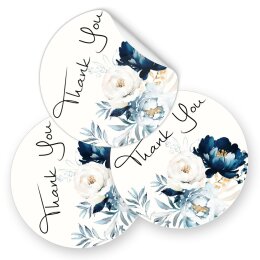 THANK YOU Aufkleber Flowers motif  50 stickers, Round Ø 4,5 cm, AU-0-70