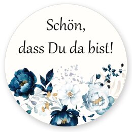 50 stickers SCHÖN, DASS DU DA BIST! - Flowers motif...