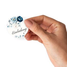 50 autocollants EINLADUNG - Motif de fleurs Rond Ø 4,5 cm