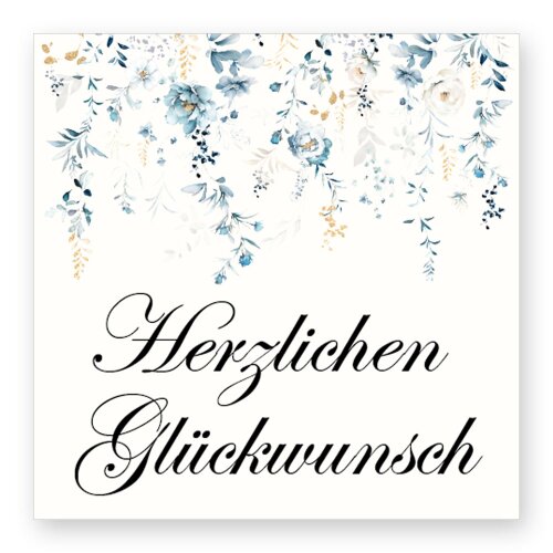 50 stickers HERZLICHEN GLÜCKWUNSCH - Flowers motif Square 4 x 4 cm Special Occasions, Flowers motif, Paper-Media