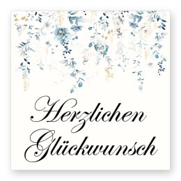 50 adesivi HERZLICHEN GLÜCKWUNSCH - Motivo Fiori Quadrato 4 x 4 cm Occasioni speciali, Motivo Fiori, Paper-Media