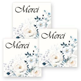 MERCI Aufkleber Flowers motif  50 stickers, Square 4 x 4 cm, AU-0-74