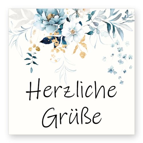 50 adesivi HERZLICHE GRÜßE - Motivo Fiori Quadrato 4 x 4 cm Ocasiones especiales, Motivo de flores, Paper-Media