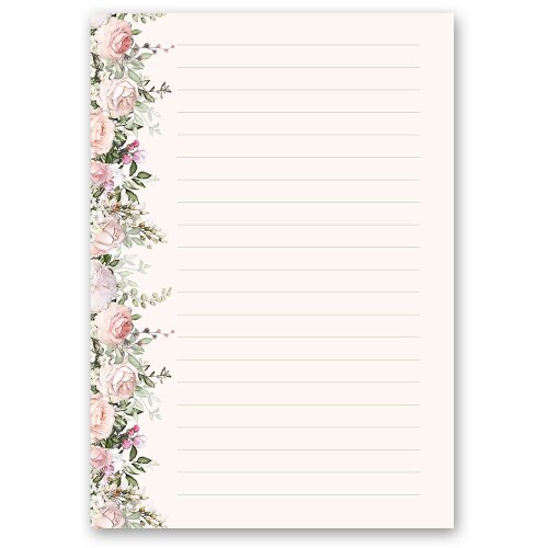 Briefpapier ROSENPRACHT - DIN A5 Format 50 Blatt Blumen & Blüten, Rosen, Paper-Media