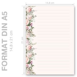 ROSENPRACHT Briefpapier Rosen CLASSIC 50 Blatt Briefpapier, DIN A5 (210x148 mm), A5C-175-50