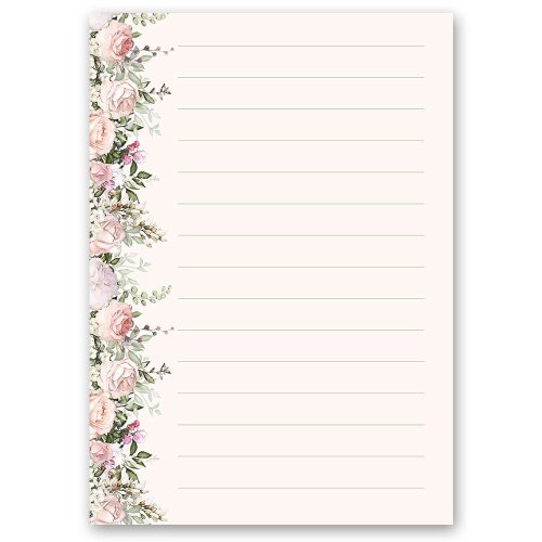 Briefpapier ROSENPRACHT - DIN A6 Format 100 Blatt Blumen & Blüten, Rosen, Paper-Media