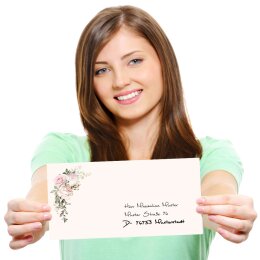 10 patterned envelopes MAGNIFICENT ROSES in standard DIN long format (windowless)