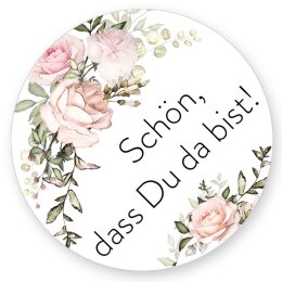 50 stickers SCHÖN, DASS DU DA BIST! - Flowers motif...