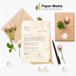 50 stickers SCHÖN, DASS DU DA BIST! - Flowers motif Round Ø 4,5 cm