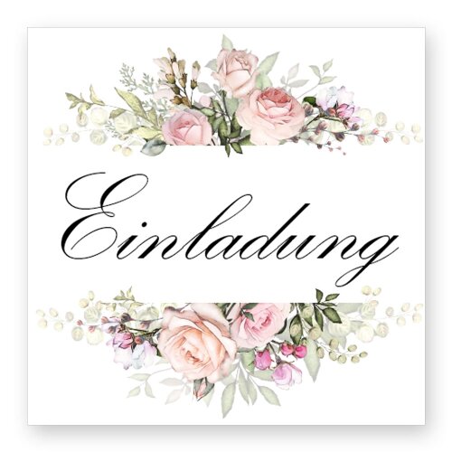 50 autocollants EINLADUNG - Motif de fleurs Carré 4 x 4 cm Occasions Spéciales, Motif de fleurs, Paper-Media