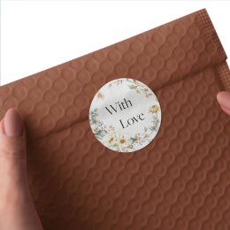 50 autocollants WITH LOVE - Motif de fleurs Rond Ø 4,5 cm
