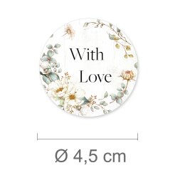 50 pegatinas WITH LOVE - Motivo de flores Redondo...