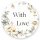 50 autocollants WITH LOVE - Motif de fleurs Rond Ø 4,5 cm Occasions Spéciales, Motif de fleurs, Paper-Media
