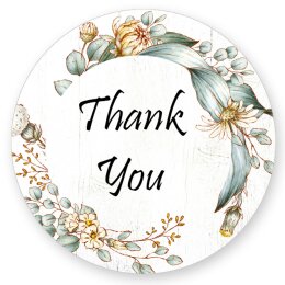 50 adesivi THANK YOU - Motivo Fiori Rotondo Ø 4,5...