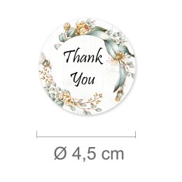 50 pegatinas THANK YOU - Motivo de flores Redondo...