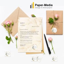 50 Aufkleber FÜR DICH - Blumenmotiv Rund Ø 4,5 cm