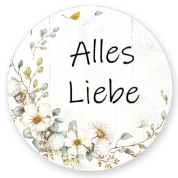 50 adesivi ALLES LIEBE - Motivo Fiori Rotondo Ø...