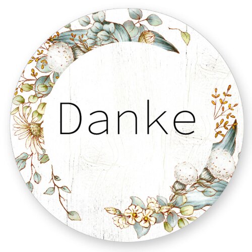 50 Aufkleber DANKE - Dekoration Rund Ø 4,5 cm Besondere Anlässe, Dekoration, Paper-Media
