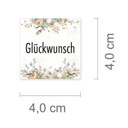 50 pegatinas GLÜCKWUNSCH - Motivo de flores Cuadrado...
