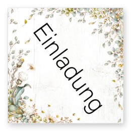 50 adesivi EINLADUNG - Motivo Fiori Quadrato 4 x 4 cm...