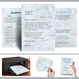 Urkundenpapier 190 g/m², Motiv MARMOR HELLBLAU