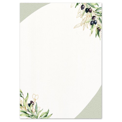 Motif Letter Paper! OLIVE BRANCHES 250 sheets DIN A4 Food & Drinks, Menu, Paper-Media