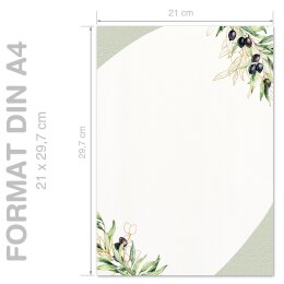 Motif Letter Paper! OLIVE BRANCHES 250 sheets DIN A4
