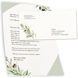 10 patterned envelopes OLIVE BRANCHES in standard DIN long format (windowless)
