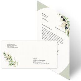 10 patterned envelopes OLIVE BRANCHES in standard DIN long format (windowless)
