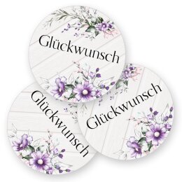 Motiv-Sticker Aufkleber Blumenmotiv  50 Aufkleber, Rund Ø 4,5 cm, AU-1-94
