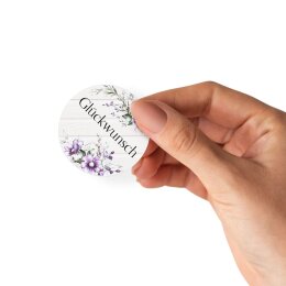 50 adesivi GLÜCKWUNSCH - Motivo Fiori Rotondo Ø 4,5 cm